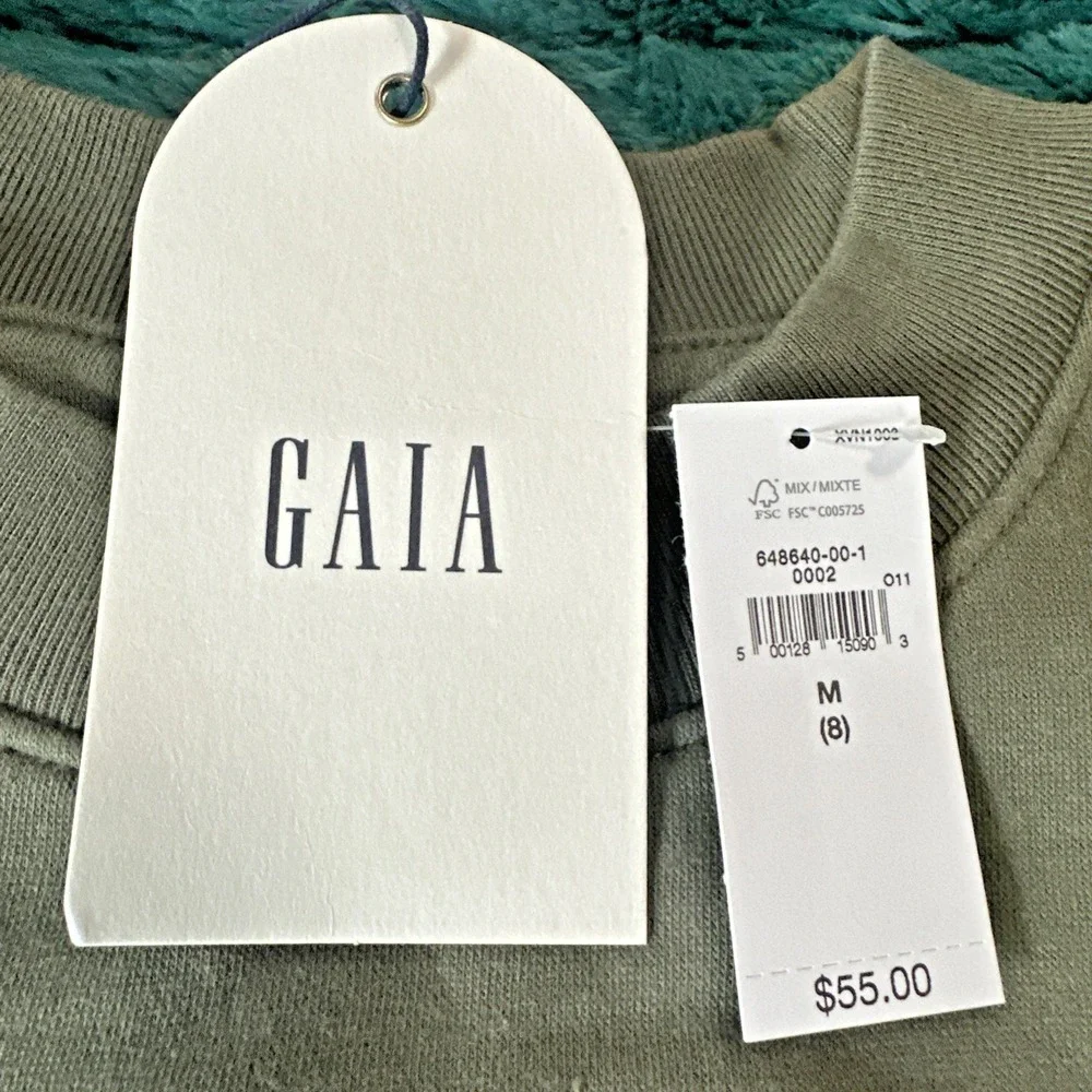 Gap x Cult Gaia Girl Size M (8) Cropped Logo Sweatshirt Vintage Soft Olive Green